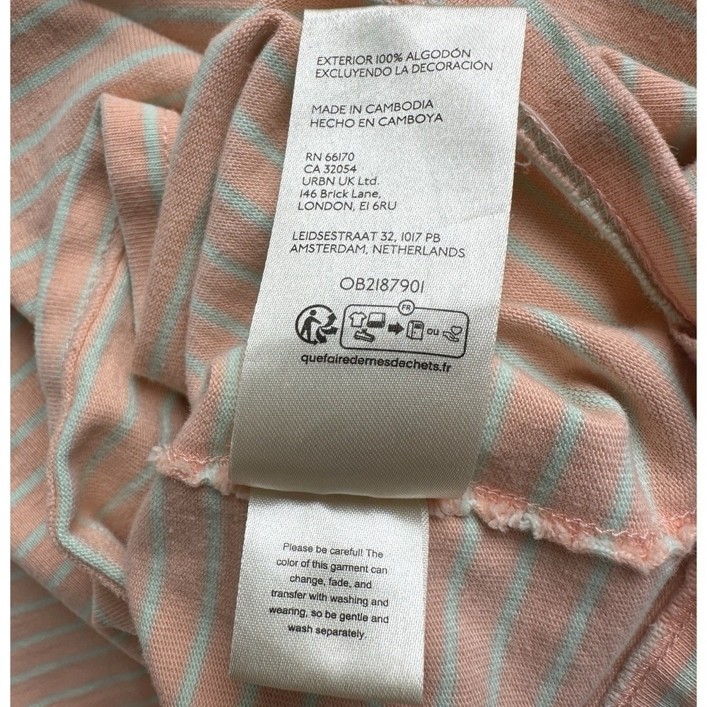 We The Free Baby Tee T Shirt Striped Peach‎ Mint Size S Boxy 100% Cotton Staple - Picture 11 of 11